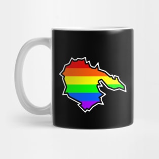 Hornby Island Silhouette - Bright Pride Flag - Rainbow Colour - Hornby Island Mug